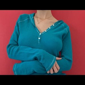 Fitted Light Teal Hooded Sweater